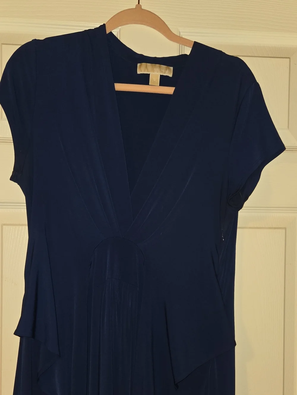 Michael Kors Deep Navy Draped V-Neck Maxi Dress